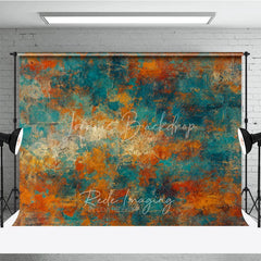 Lofaris Abstract Textured Photography Backdrop with Rustic Teal Orange and Gold Grunge Art