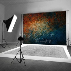 Lofaris Abstract Textured Photography Backdrop with Rusty Orange and Deep Teal Colors Weathered Grunge Fine Art Design