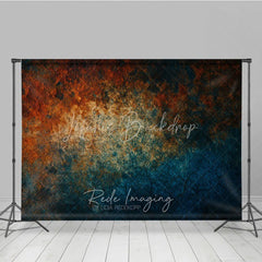 Lofaris Abstract Textured Photography Backdrop with Rusty Orange and Deep Teal Colors Weathered Grunge Fine Art Design