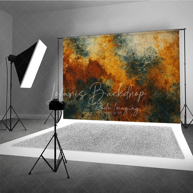 Lofaris Abstract Textured Photography Backdrop with Rusty Orange and Teal Grunge Effect Vintage Fine Art Studio Background