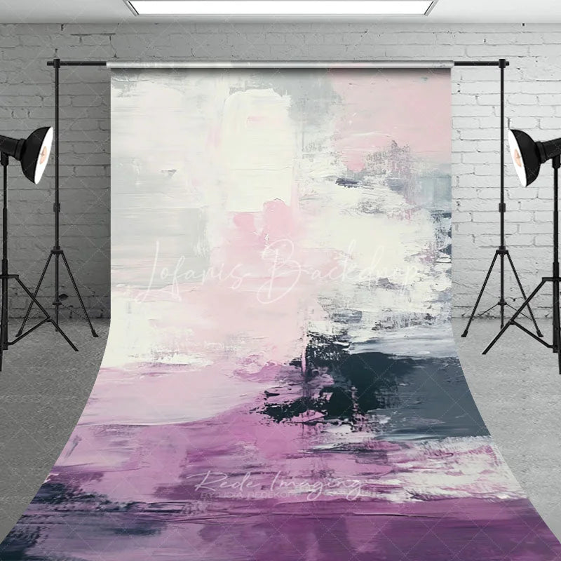 Lofaris Abstract Textured Pink Purple and Grey White Sweep Backdrop Modern Painterly Art for Studio Photography