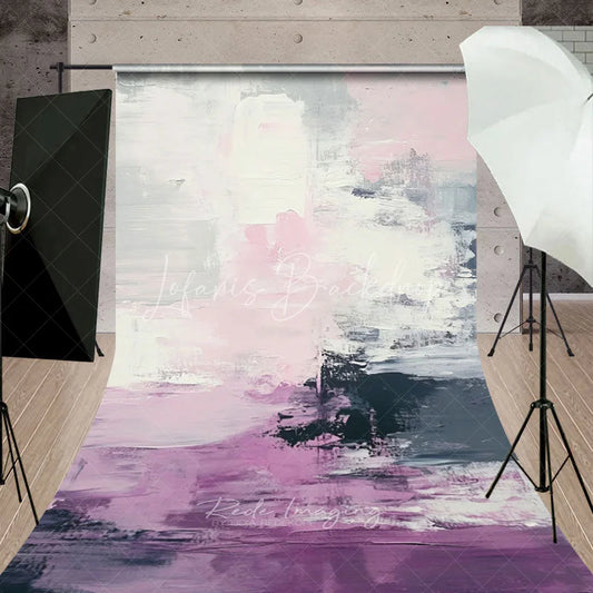 Lofaris Abstract Textured Pink Purple and Grey White Sweep Backdrop Modern Painterly Art for Studio Photography