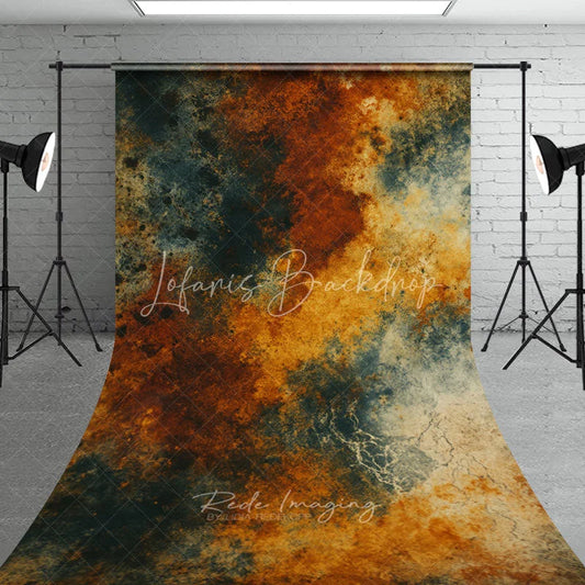 Lofaris Abstract Textured Rust and Teal Sweep Backdrop Distressed Grunge Vintage Photography Background