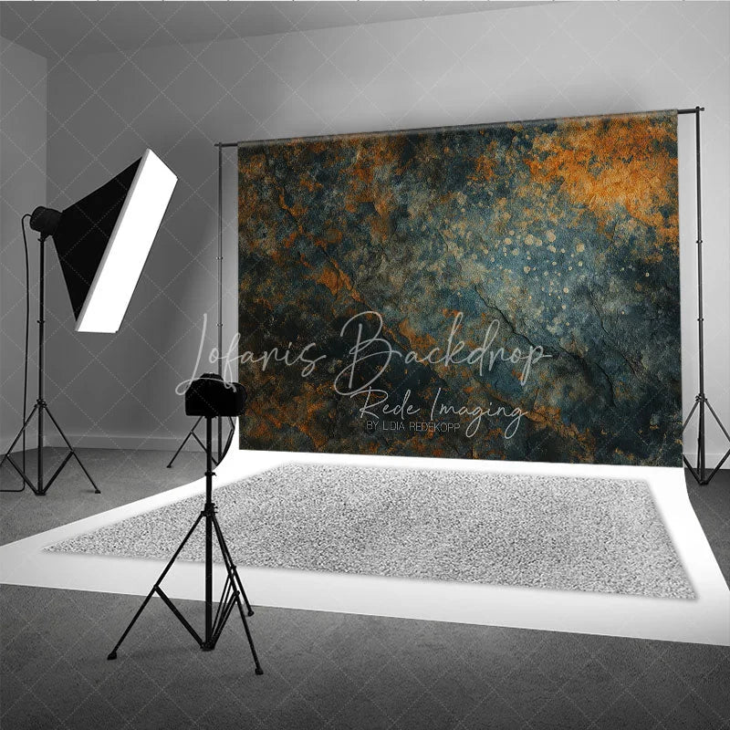 Lofaris Abstract Textured Stone Photography Backdrop with Dark Teal and Rusty Orange Hues Rustic Fine Art Studio Prop
