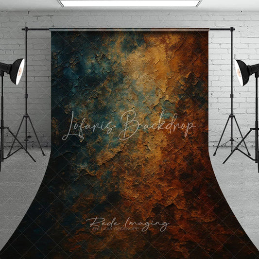 Lofaris Abstract Textured Teal and Rust Sweep Backdrop Vintage Grunge Style for Artistic Photography