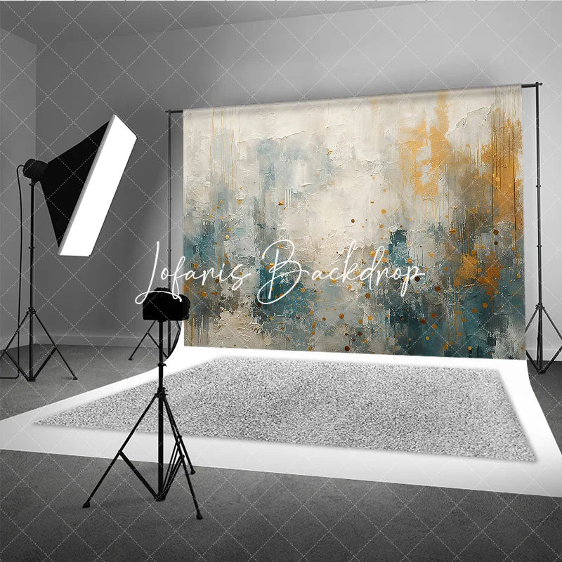 Lofaris Abstract Textured White Blue and Gold Speckled Photography Backdrop Elegant Modern Artistic Design for Studio
