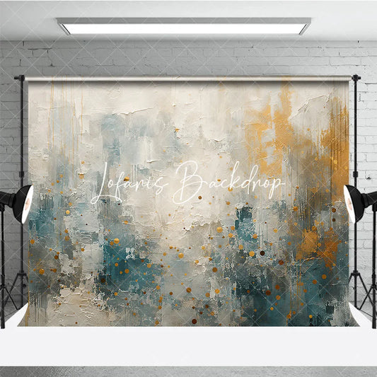 Lofaris Abstract Textured White Blue and Gold Speckled Photography Backdrop Elegant Modern Artistic Design for Studio