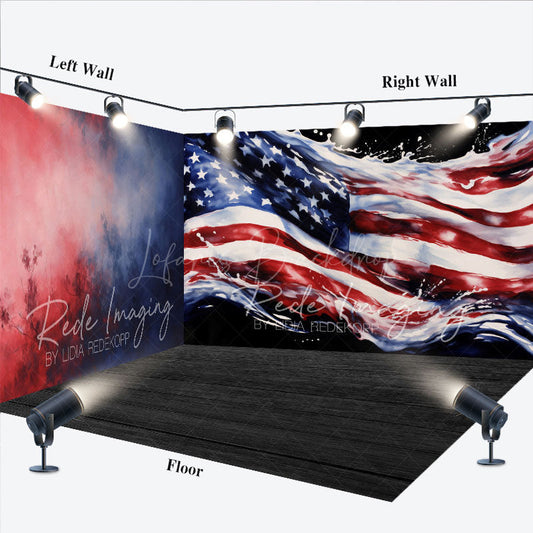 Lofaris Abstract Usa Flag Independence Day Room Set Backdrop