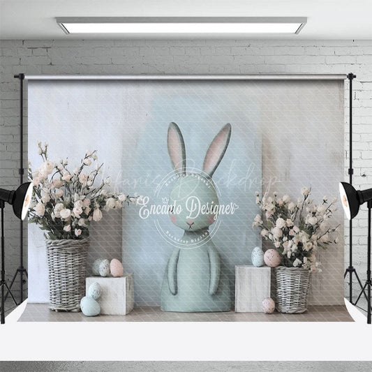 Lofaris Abstract Wall Green Bunny Floral Egg Easter Backdrop