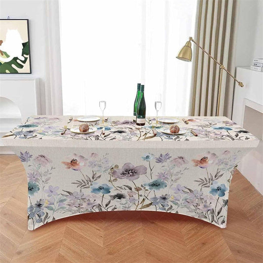 Lofaris Abstract Watercolor Blossom Floral Stretch Table Cover