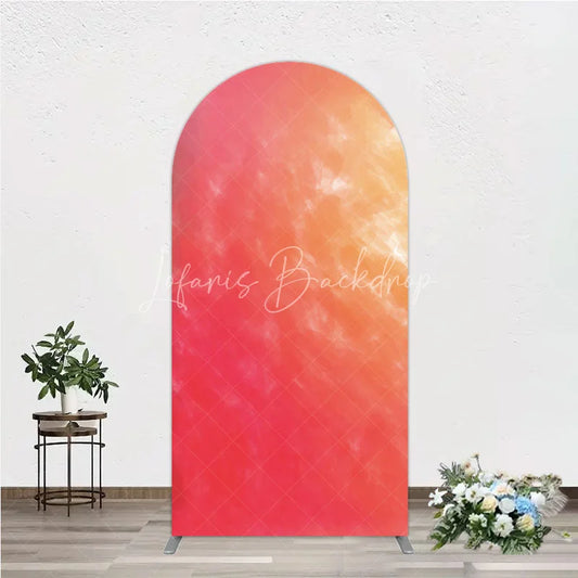 Lofaris Abstract Watercolor Gradient Arch Backdrop Red and Orange Sunset Style Birthday Party Photo Background