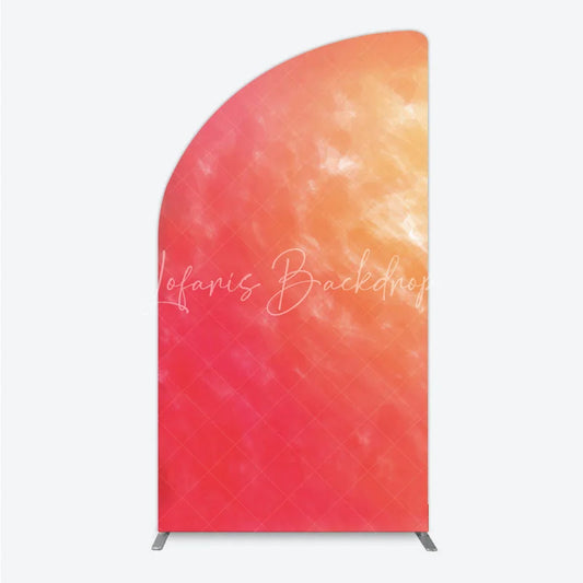 Lofaris Abstract Watercolor Gradient Half Moon Arch Backdrop Red and Orange Sunset Style Birthday Party Photo Background