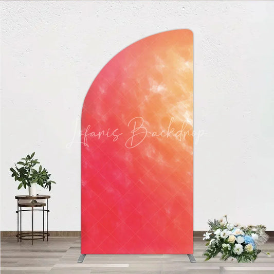 Lofaris Abstract Watercolor Gradient Half Moon Arch Backdrop Red and Orange Sunset Style Birthday Party Photo Background