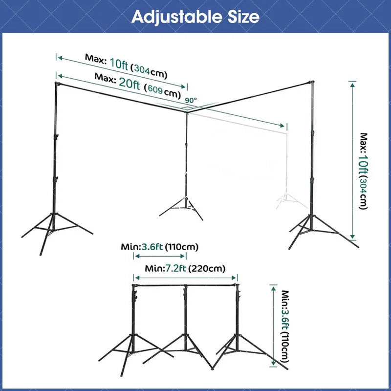 Lofaris Adjustable 20x10ft Backdrop Stand Kit Pipe Frame for Room Set Stable Studio and Event