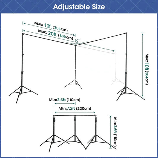 Lofaris Adjustable 20x10ft Backdrop Stand Kit Pipe Frame for Room Set Stable Studio and Event
