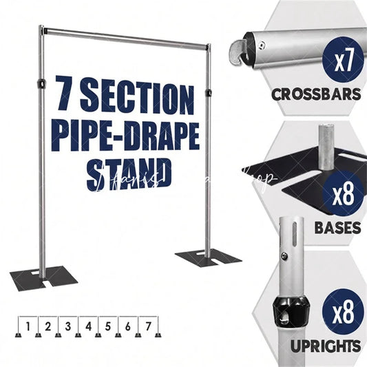 Lofaris Adjustable 70x10ft Pipe and Drape Stand Sturdy Metal Backdrop Frame for Events