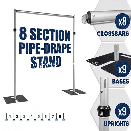 Lofaris Adjustable 80x10ft Pipe and Drape Stand Easy Assemble Backdrop Frame Kit