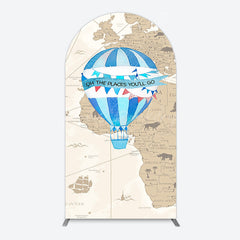 Lofaris Adventure Awaits Hot Air Balloon Map Arch Backdrop