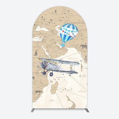 Lofaris Adventure Awaits Hot Air Balloon Map Arch Backdrop