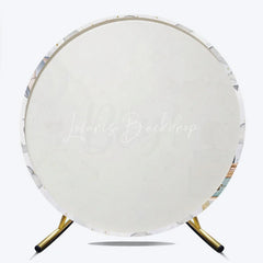 Lofaris Adventure Awaits Oh Boy Round Backdrop Hot Air Balloon and Airplane Baby Shower Party Decoration