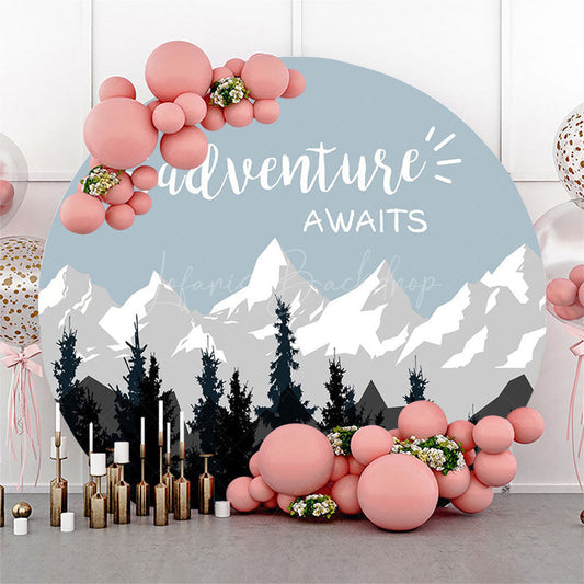 Lofaris Adventure Awaits Wild Forest Mountain Round Backdrop