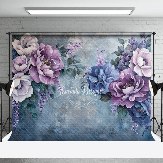 Lofaris Aesthetic Elegant Painting Purple Floral Backdrop