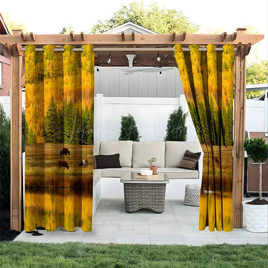 Lofaris African Savanna Waterproof Printed Outdoor Curtains