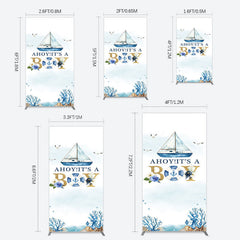Lofaris Ahoy Boy Seagulls Boat Baby Shower Rectangle Backdrop