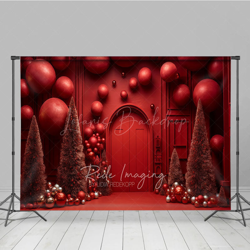 Lofaris All Red Monochromatic Christmas Photography Backdrop Modern and Bold Holiday Minimalist Photo Background