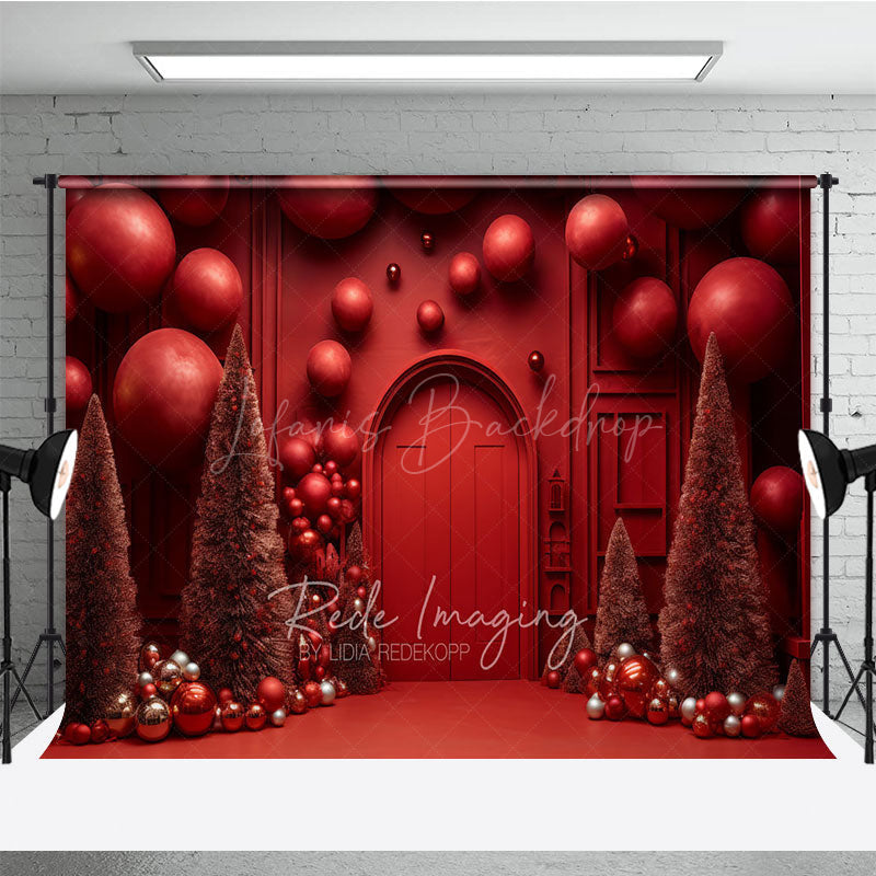 Lofaris All Red Monochromatic Christmas Photography Backdrop Modern and Bold Holiday Minimalist Photo Background
