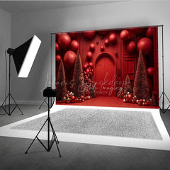 Lofaris All Red Monochromatic Christmas Photography Backdrop Modern and Bold Holiday Minimalist Photo Background