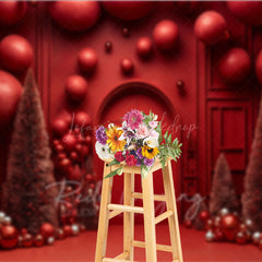 Lofaris All Red Monochromatic Christmas Photography Backdrop Modern and Bold Holiday Minimalist Photo Background