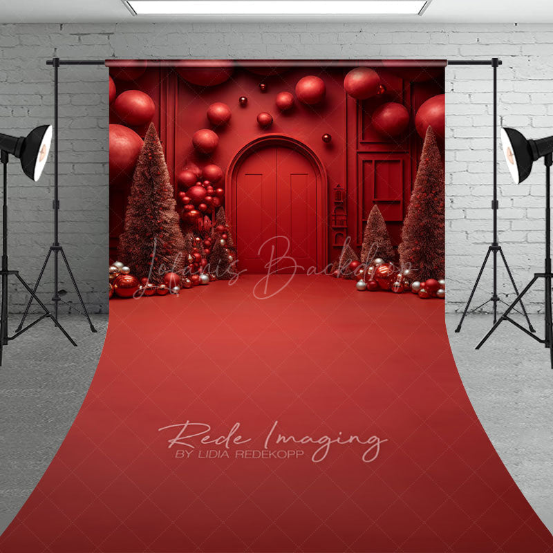 Lofaris All Red Monochromatic Christmas Sweep Backdrop Modern and Bold Holiday Minimalist Photo Studio Floor Drop