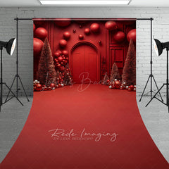 Lofaris All Red Monochromatic Christmas Sweep Backdrop Modern and Bold Holiday Minimalist Photo Studio Floor Drop