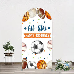 Lofaris All-Star Sports Balls Happy Birthday Round Top Arch Backdrop Athletic Theme Party Decor for Kids