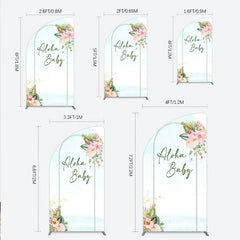 Lofaris Aloha Baby Shower Half Moon Arch Backdrop Tropical Hawaiian Floral and Palm Leaves Luau Themed Party Photo Booth Decor
