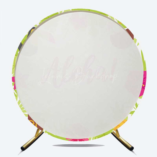 Lofaris Aloha Hawaii Tropical Baby Shower Round Backdrop