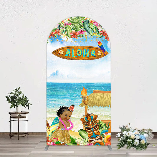 Lofaris Aloha Hawaiian Summer Beach Birthday Arch Backdrop