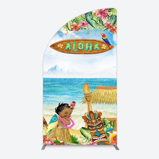 Lofaris Aloha Hawaiian Summer Beach Birthday Half Moon Arch Backdrop