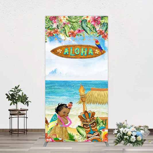 Lofaris Aloha Hawaiian Summer Beach Birthday Rectangle Backdrop
