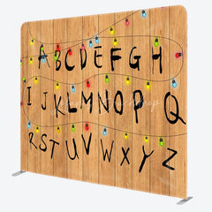 Lofaris Alphabet Wall with Christmas Lights Double-Sided Tension Fabric Backdrop Stranger Inspired Things Party Decor