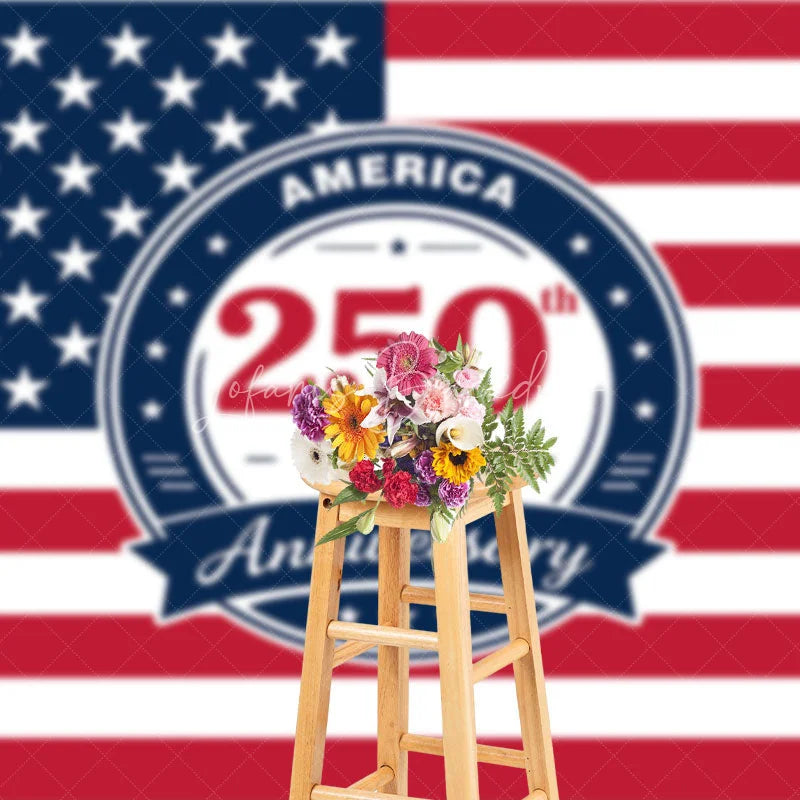 Lofaris America 250th Anniversary USA Flag Backdrop 1776 to 2026 Independence Day Party Celebration Background