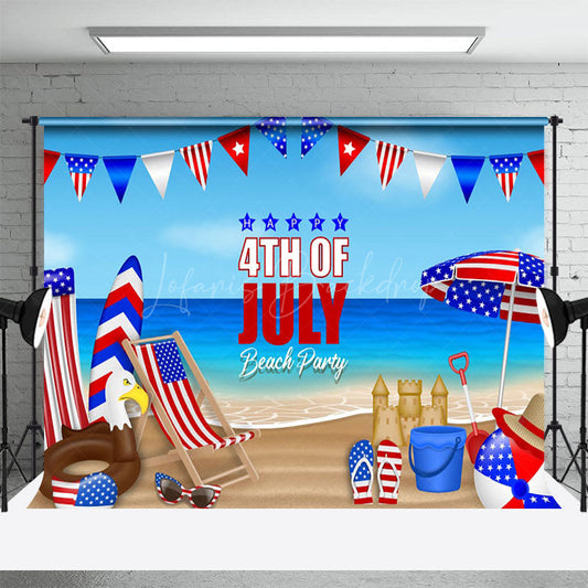 Lofaris American Eagle Flag Beach July 4th Holiday Backdrop
