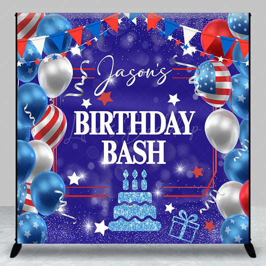 Lofaris American Flag Balloon Custom Photo Birthday Backdrop