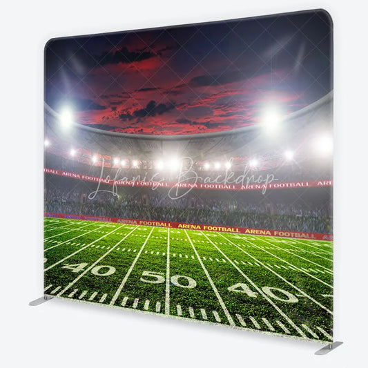 Lofaris American Football Stadium Tension Fabric Backdrop Arena Lights Green Field Background Sports Game Day Party Decoration