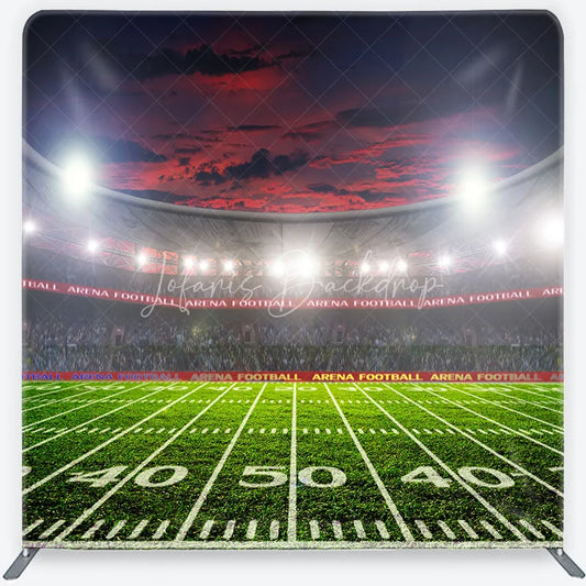 Lofaris American Football Stadium Tension Fabric Backdrop Arena Lights Green Field Background Sports Game Day Party Decoration