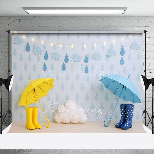 Lofaris April Shower Rainy Umbrellas Cake Smash Backdrop
