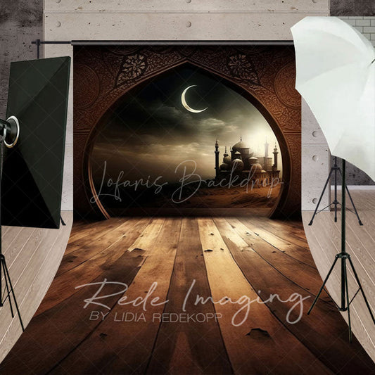 Lofaris Arabian Night Moon Castle Architecture Sweep Backdrop