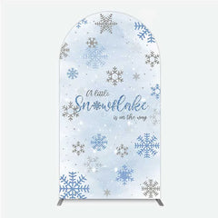 Lofaris Arch Backdrop A Little Snowflake Is On The Way Cover Winter Blue Silver Baby Shower Background Boy Party Prop