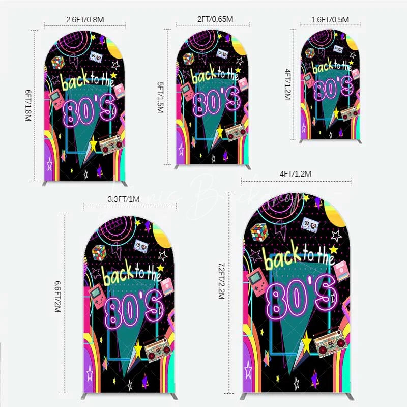 Lofaris Arch Backdrop Back to the 80s Neon Retro Cover Glow Party Graffiti Geometric Chiara Wall Background Birthday Decor